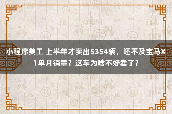 小程序美工 上半年才卖出5354辆，还不及宝马X1单月销量？这车为啥不好卖了？