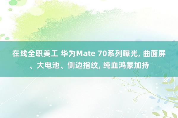 在线全职美工 华为Mate 70系列曝光, 曲面屏、大电池、侧边指纹, 纯血鸿蒙加持